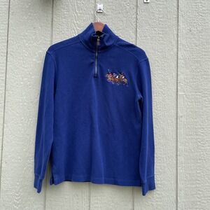 Vtg Polo Ralph Lauren 1/4 Zip Pullover 3 Horsemen Size Small Preppy Equestrian